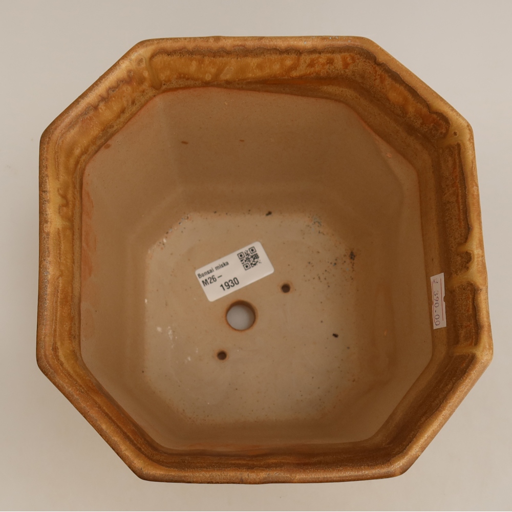 Keramische bonsaipot 17,5 x 17,5 x 15,5 cm, kleur beige