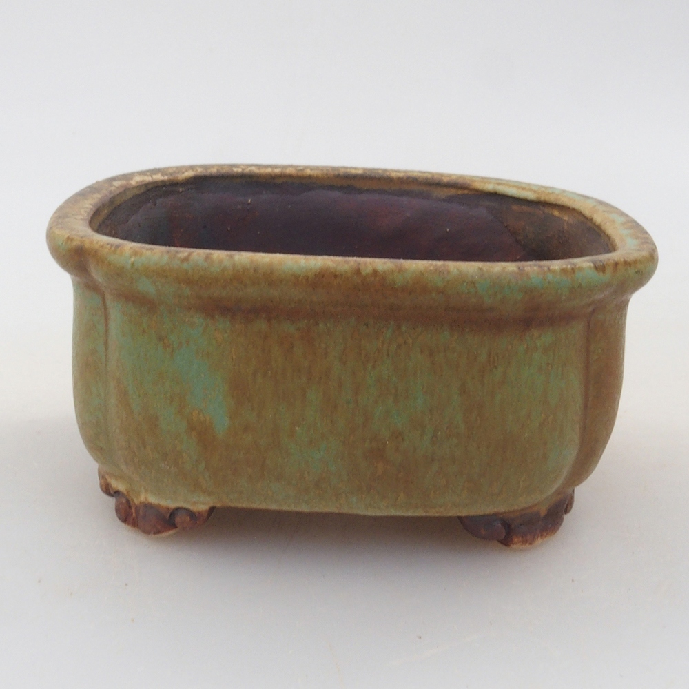 Bonsaischaal van keramiek 10 x 8,5 x 4 cm, bruin