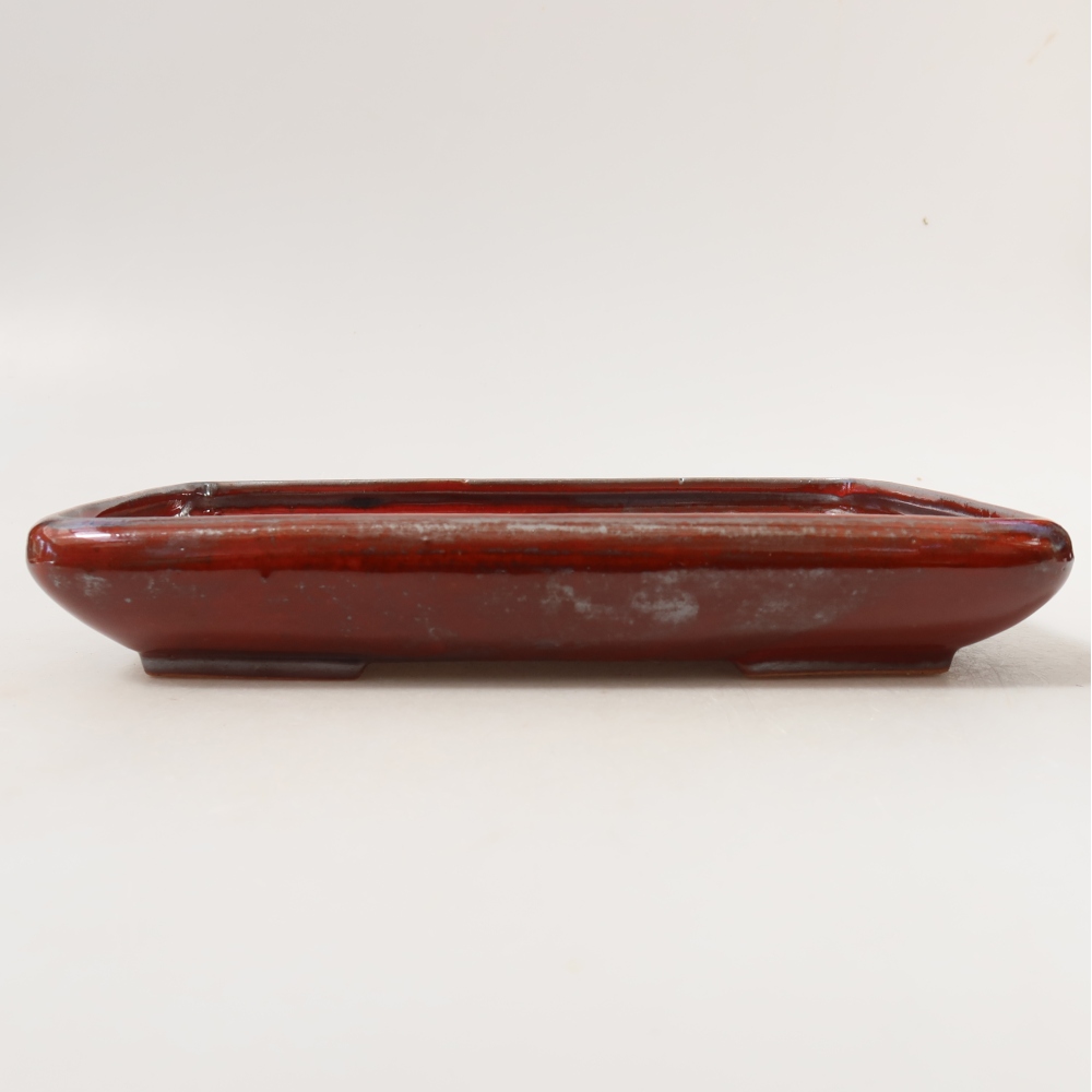 Keramische bonsaipot 24 x 17,5 x 4 cm, kleur metaalrood