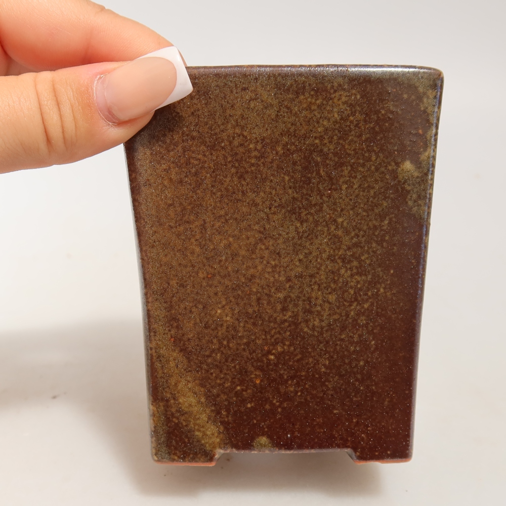 Bonsaischaal van keramiek 7,5 x 7,5 x 9,5 cm, bruin