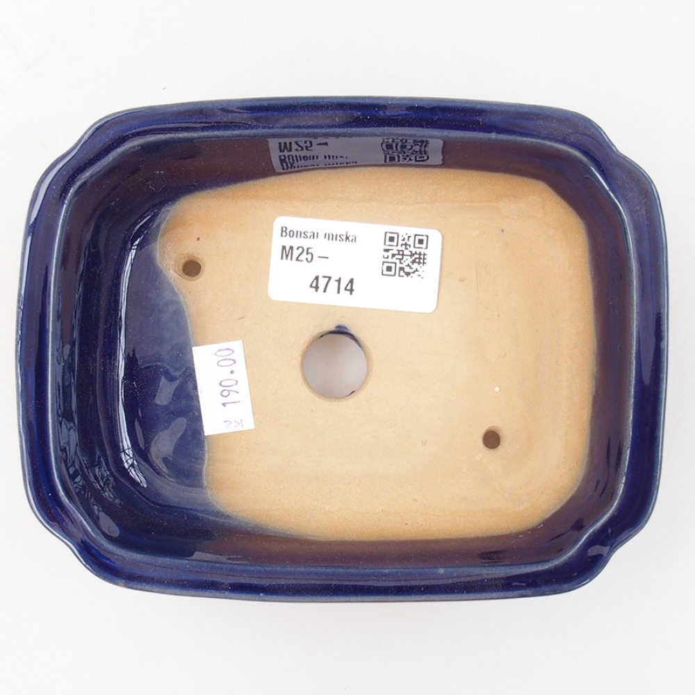 Bonsaischaal van keramiek 14 x 11 x 4 cm, kleur blauw