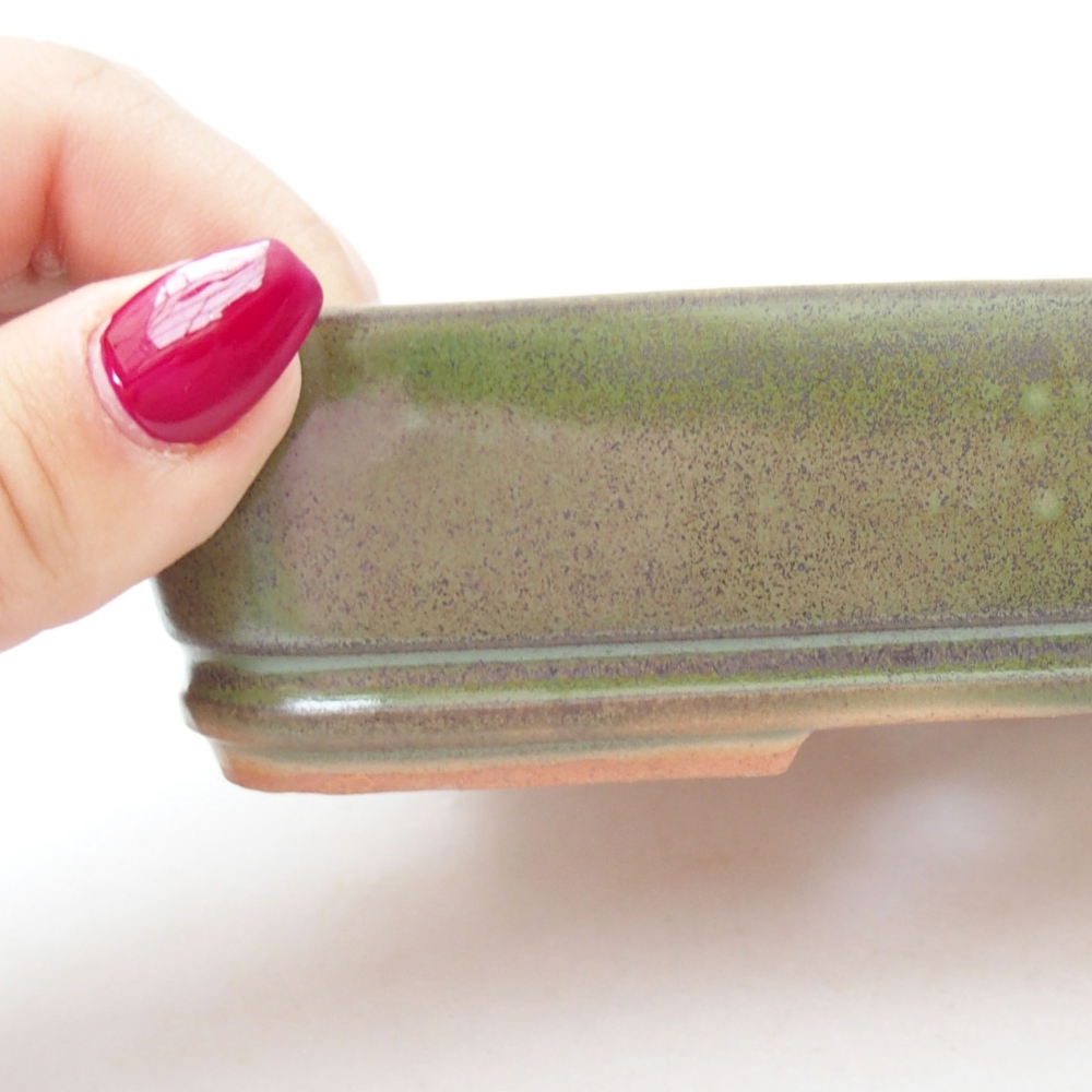 Bonsaischaal van keramiek 18 x 13,5 x 4 cm, groen