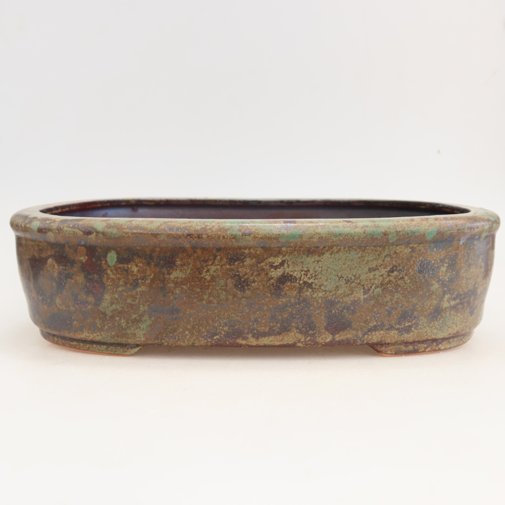 Keramische bonsaipot 31,5 x 24 x 8 cm, kleur bruingroen