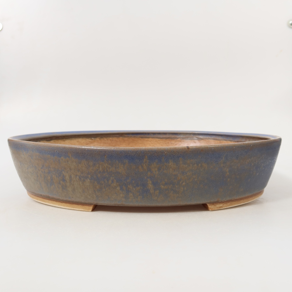 Bonsaischaal van keramiek 31,5 x 27,5 x 6 cm, kleur blauw