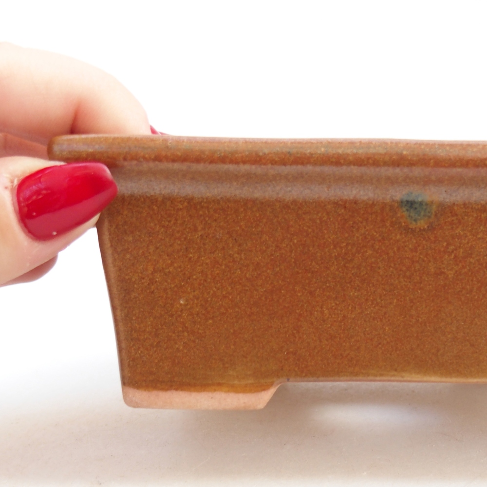 Bonsaischaal van keramiek 26 x 26 x 8 cm, kleur rood