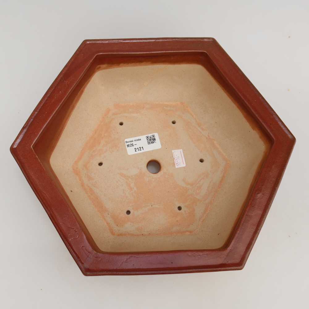 Keramische bonsaipot 28 x 24,5 x 9 cm, kleur bordeauxrood