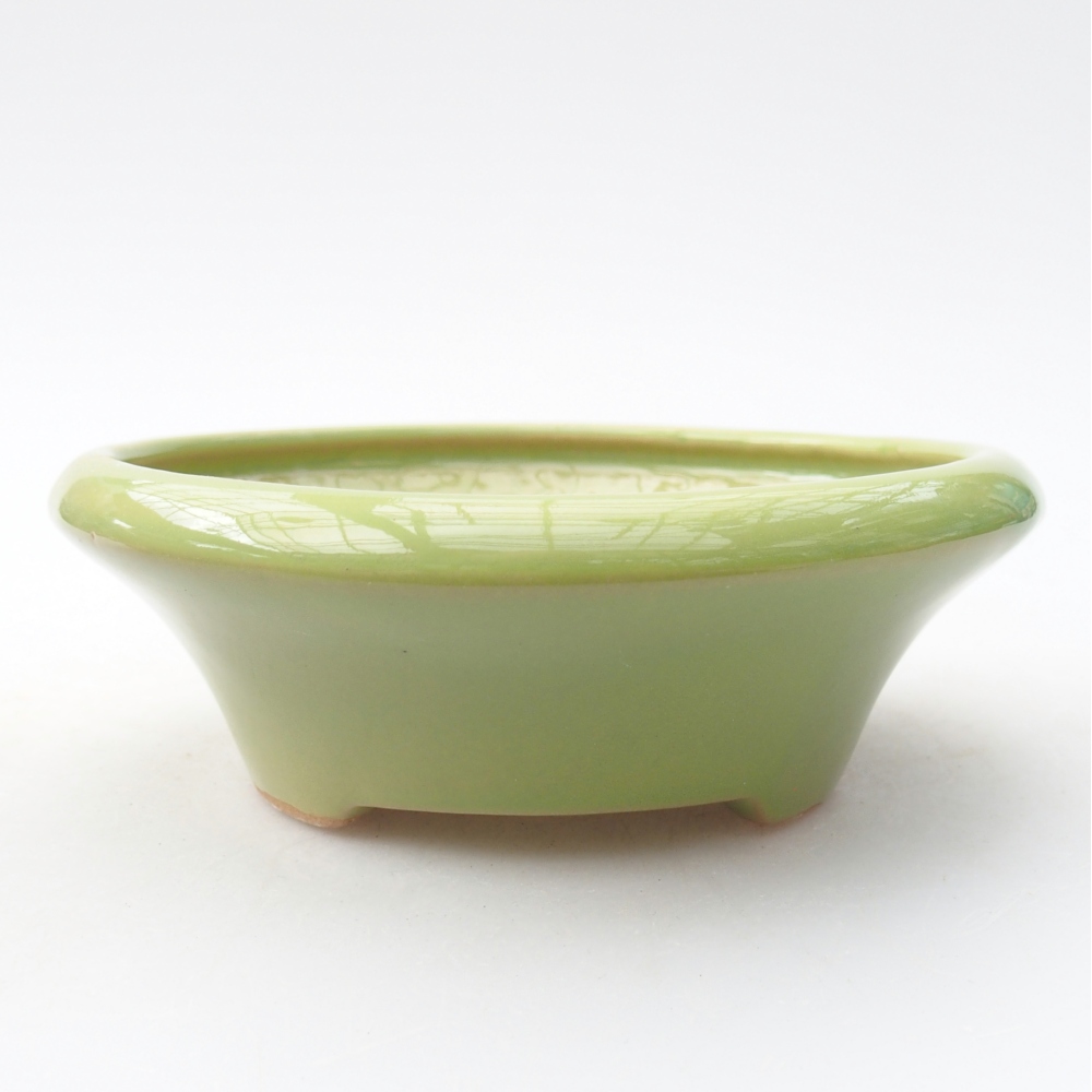 Bonsaischaal van keramiek 13,5 x 13,5 x 4,5 cm, groen
