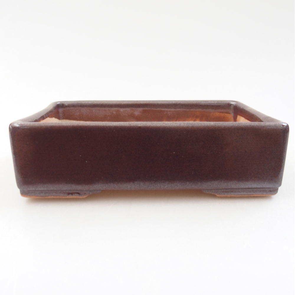 Bonsaischaal van keramiek 13 x 9,5 x 4 cm, bruin