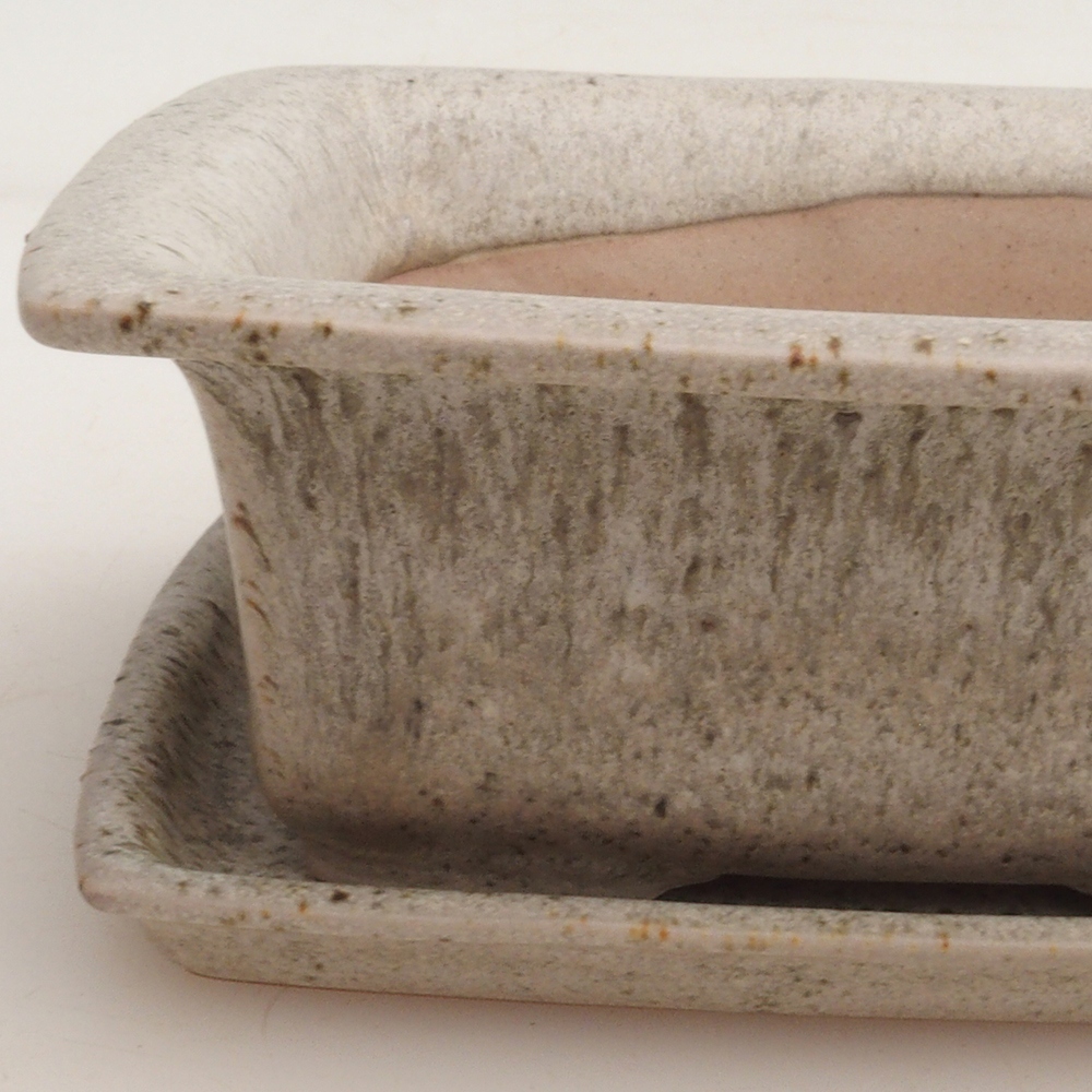 Bonsai kom + schotel H11 - 11,5 x 10 x 4 cm - beige