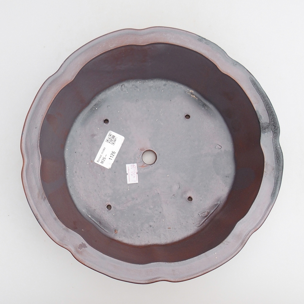 Bonsaischaal van keramiek 26 x 26 x 8 cm, metaalkleur