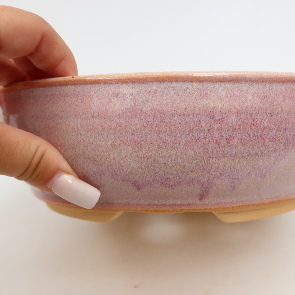 Keramische bonsaipot 21,5 x 21,5 x 6,5 cm, kleur roze