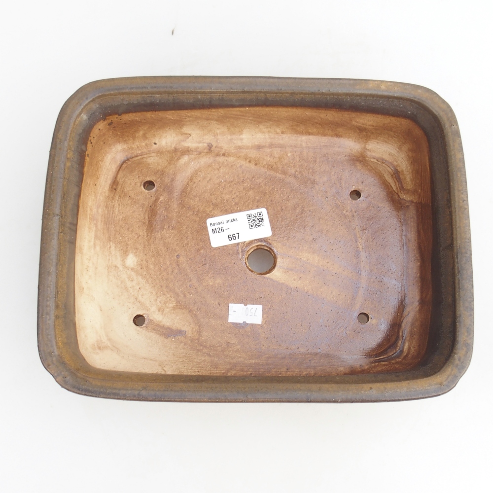 Bonsaischaal van keramiek 25 x 20 x 7,5 cm, bruin