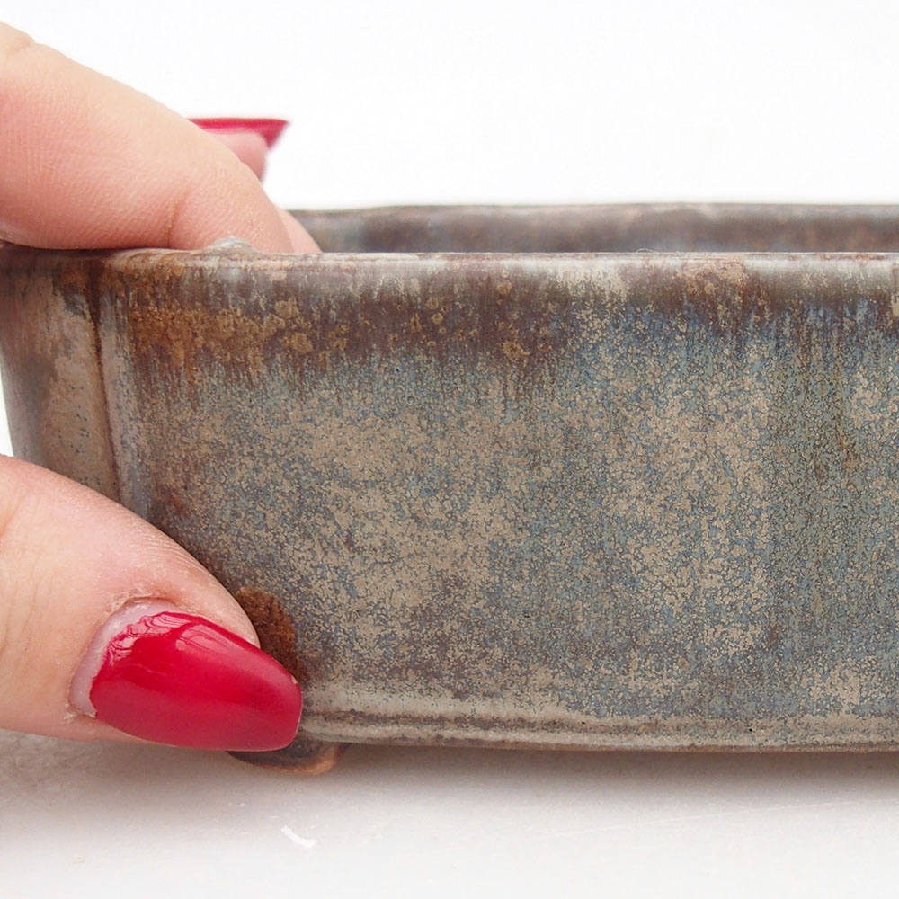 Bonsaischaal van keramiek 16 x 11,5 x 4,5 cm, kleur blauw