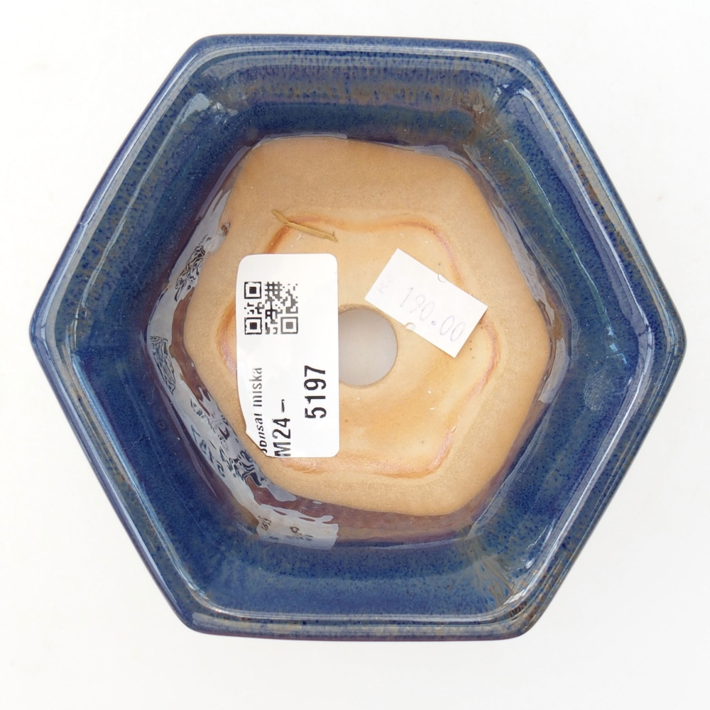 Bonsaischaal van keramiek 10,5 x 9,5 x 5,5 cm, kleur blauw