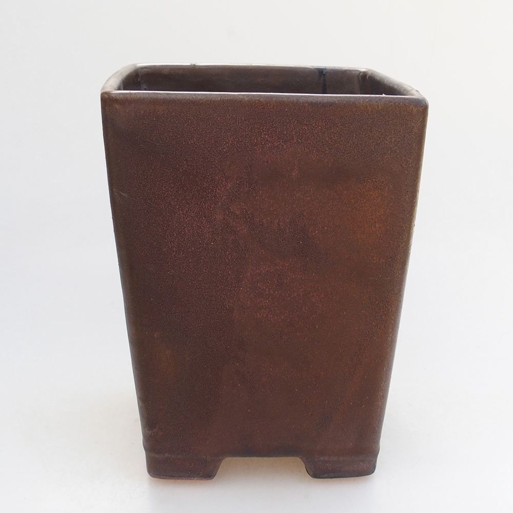 Bonsaischaal van keramiek 15 x 15 x 19 cm, bruin