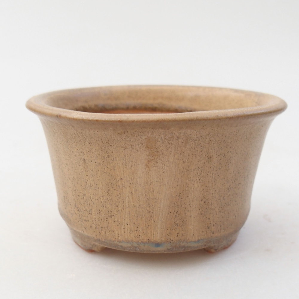 Bonsaischaal van keramiek 9 x 9 x 5 cm, kleur beige