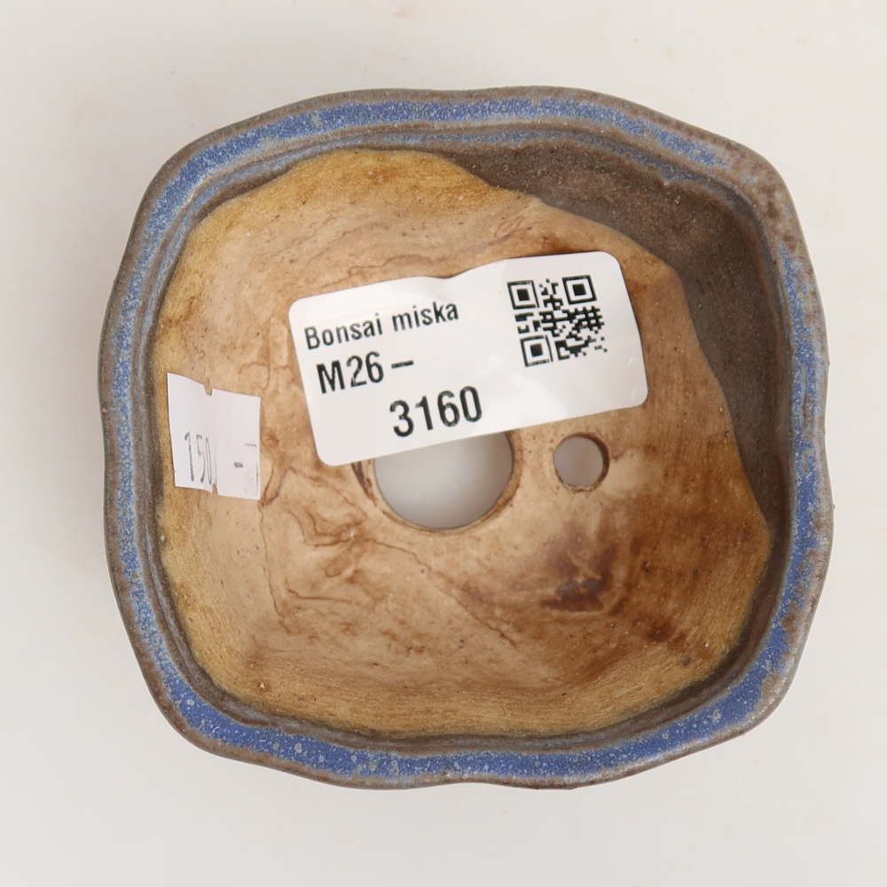 Bonsaischaal van keramiek 7 x 7 x 3,5 cm, kleur blauw