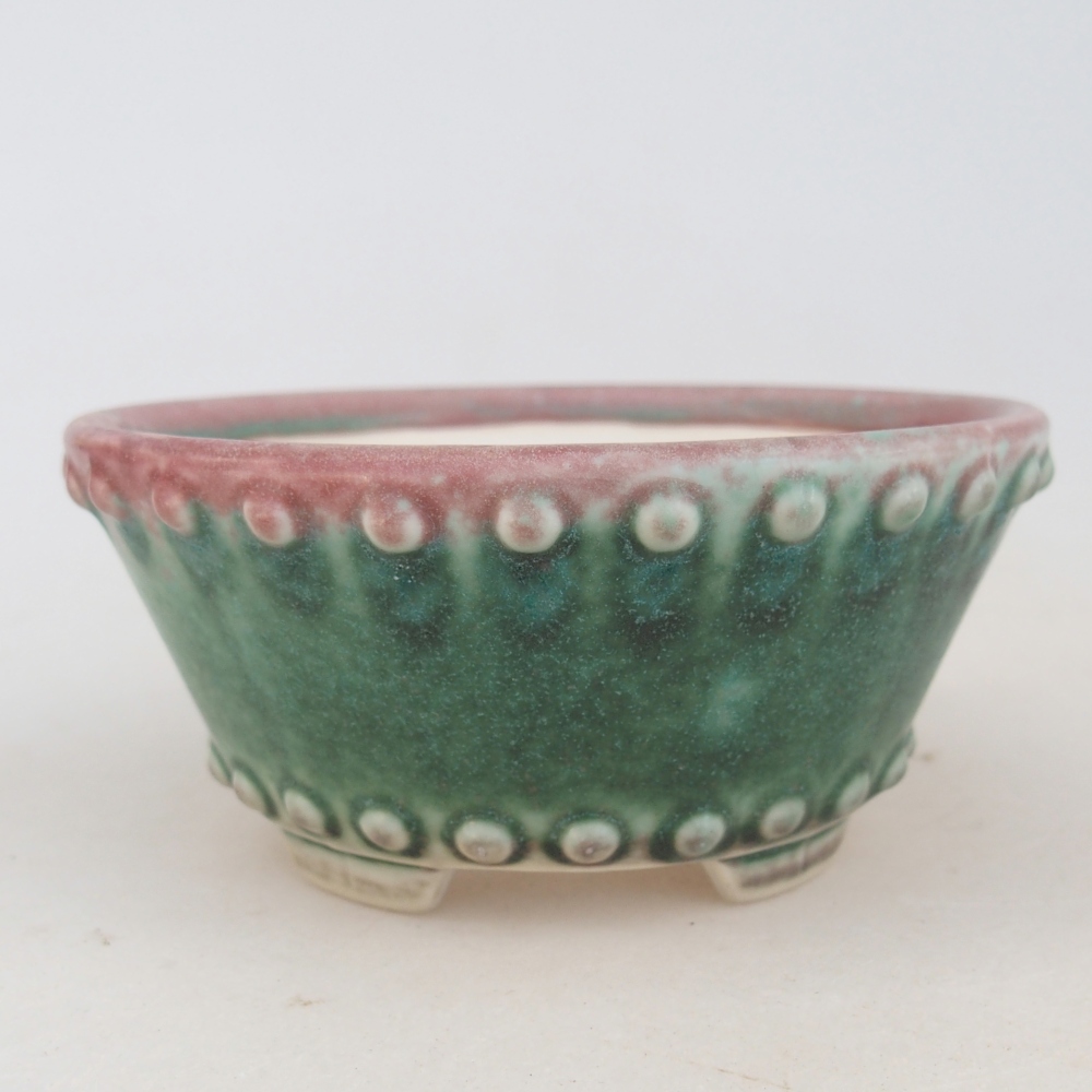 Bonsaischaal van keramiek 10,5 x 10,5 x 5 cm, groen