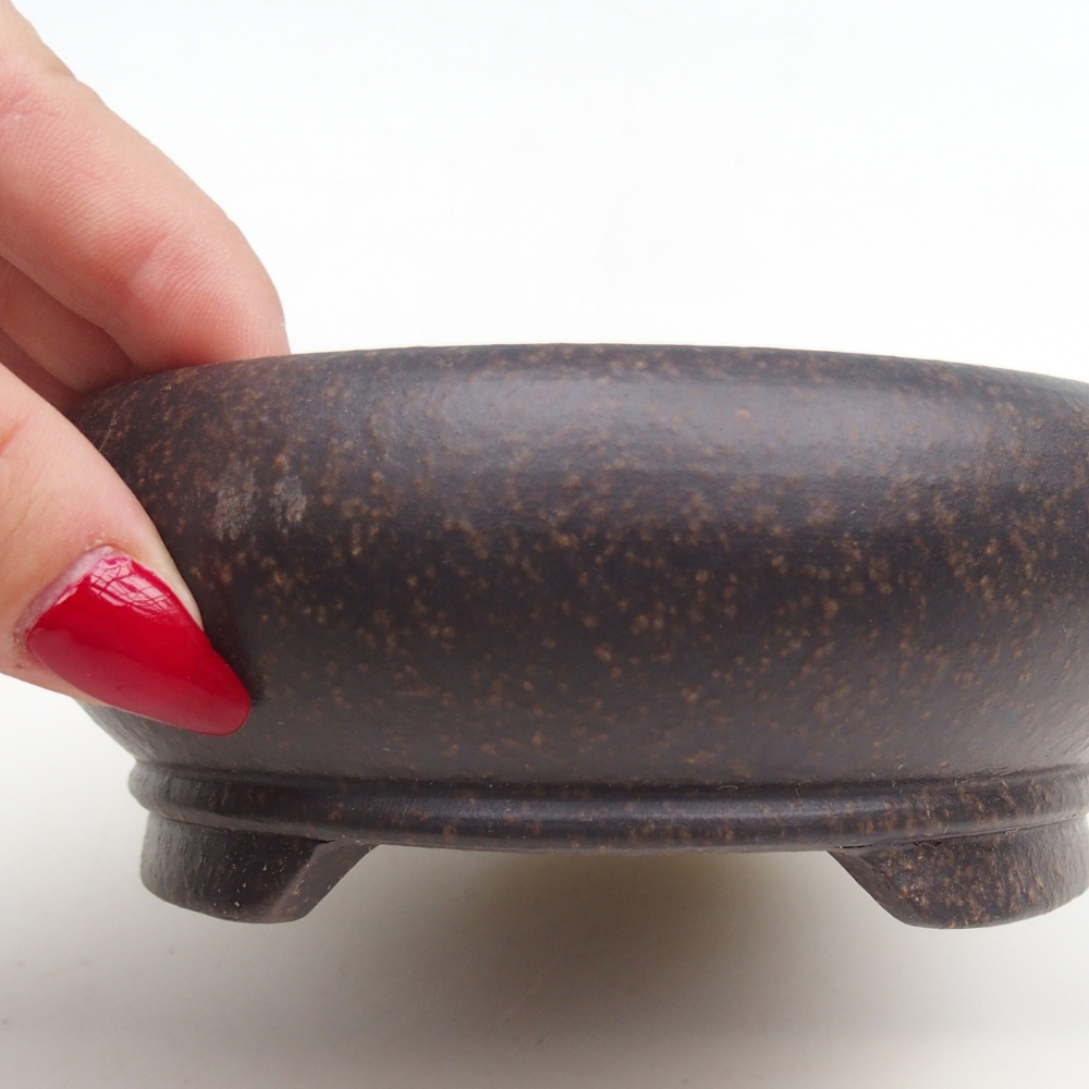 Bonsaischaal van keramiek 12 x 12 x 5 cm, kleur okerbruin