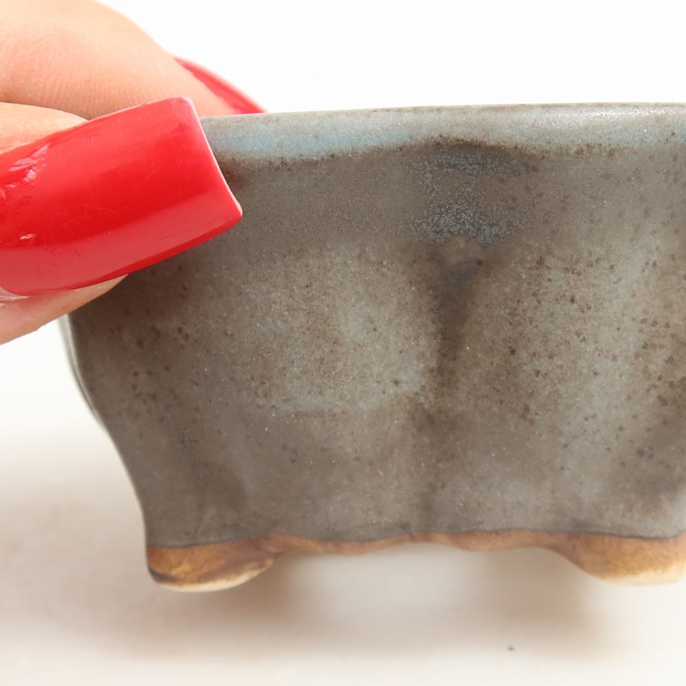 Bonsaischaal van keramiek 7 x 7 x 3,5 cm, kleur blauw
