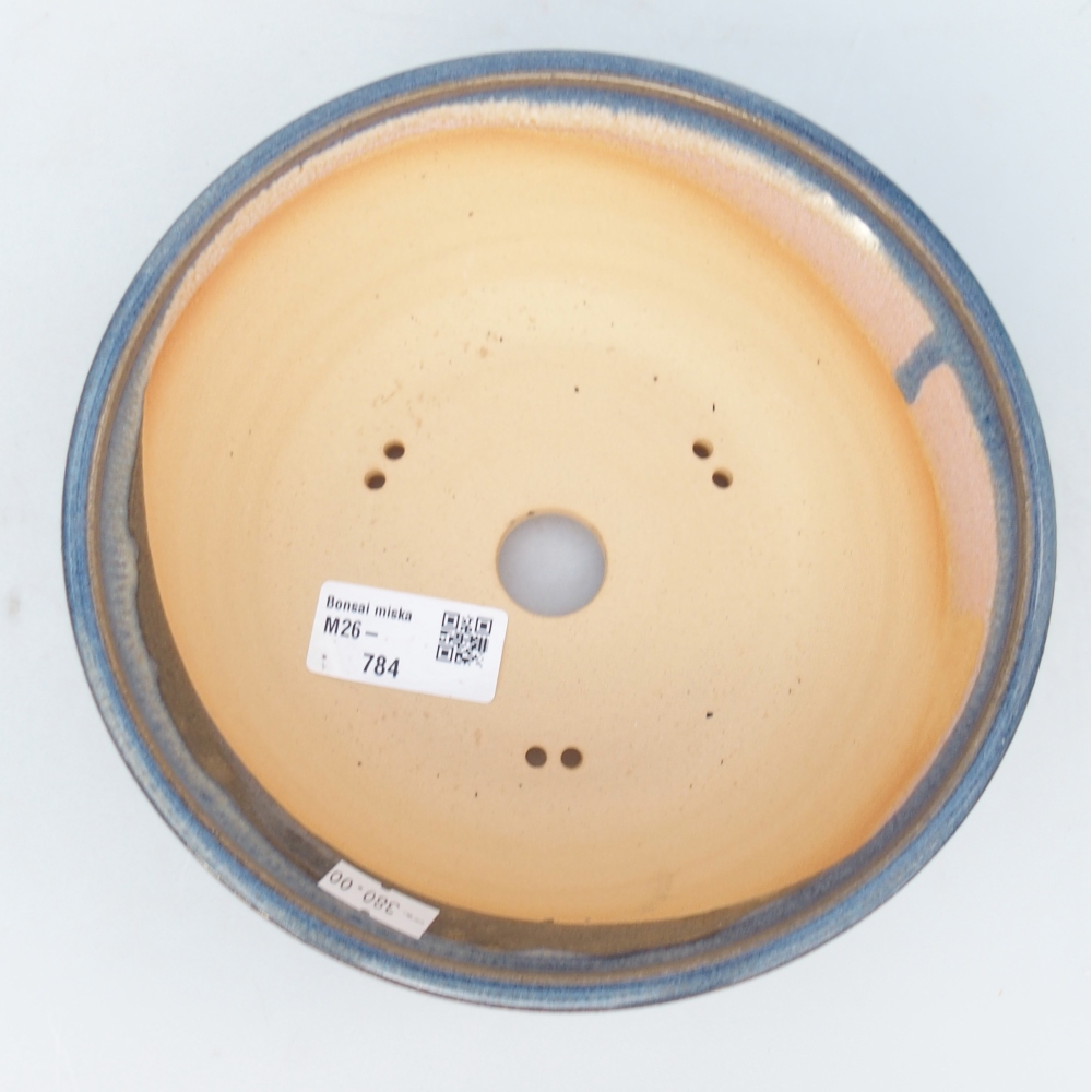 Bonsaischaal van keramiek 18 x 18 x 6 cm, kleur blauw