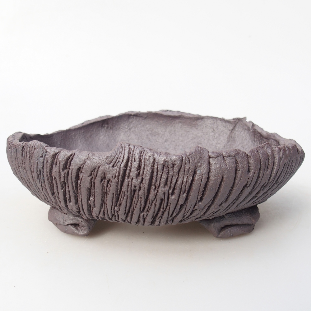 Bonsaischaal van keramiek 17 x 15 x 5,5 cm, metaalkleur