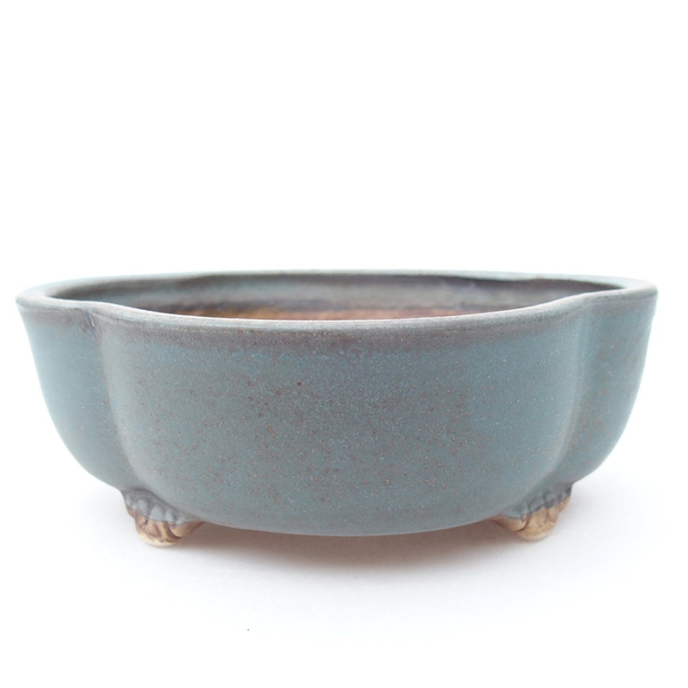 Bonsaischaal van keramiek 13,5 x 13 x 5 cm, kleur blauw