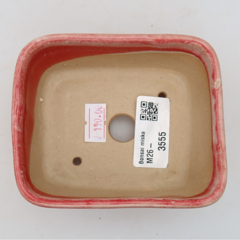 Keramische bonsaischaal 10,5 x 8,5 x 4 cm, kleur: rood