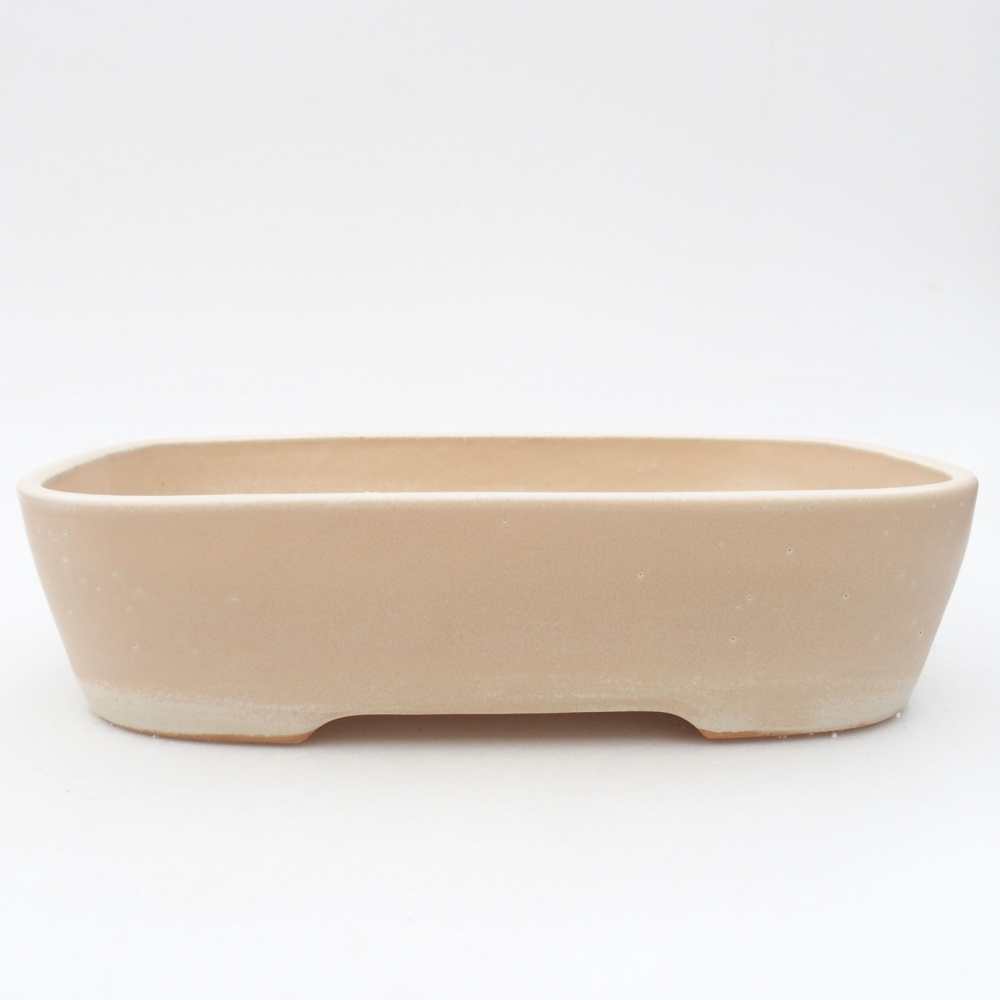Bonsaischaal van keramiek 23 x 17,5 x 5,5 cm, kleur beige
