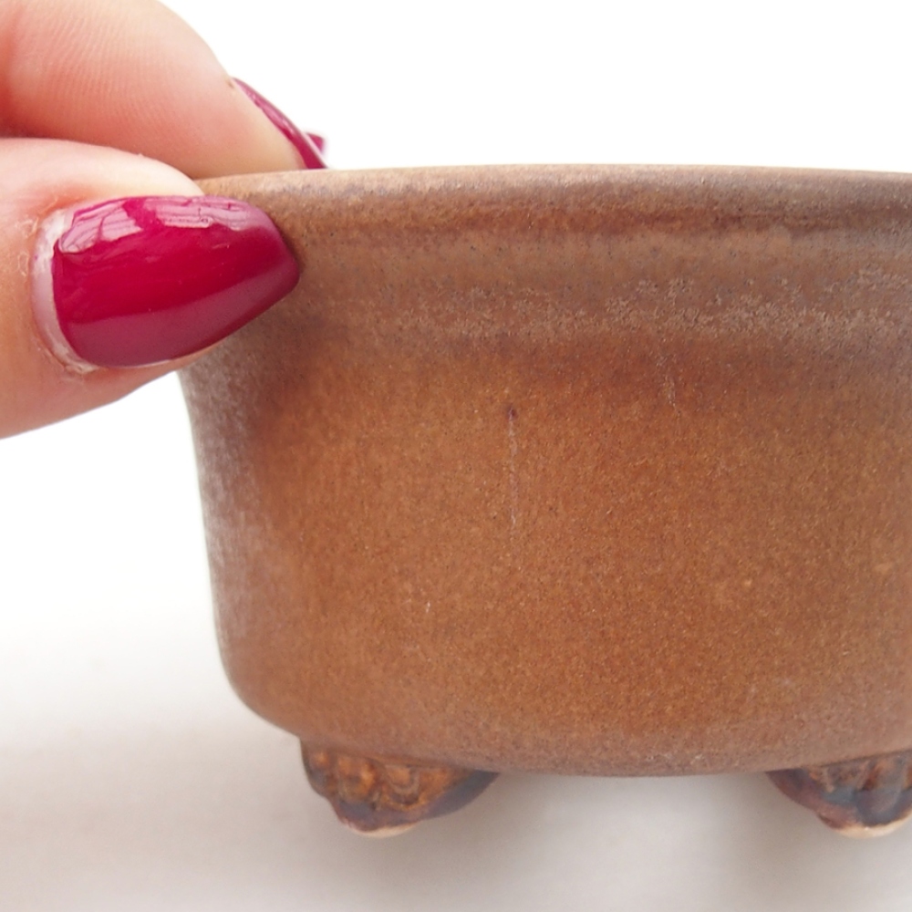 Bonsaischaal van keramiek 9 x 9 x 3,5 cm, bruin