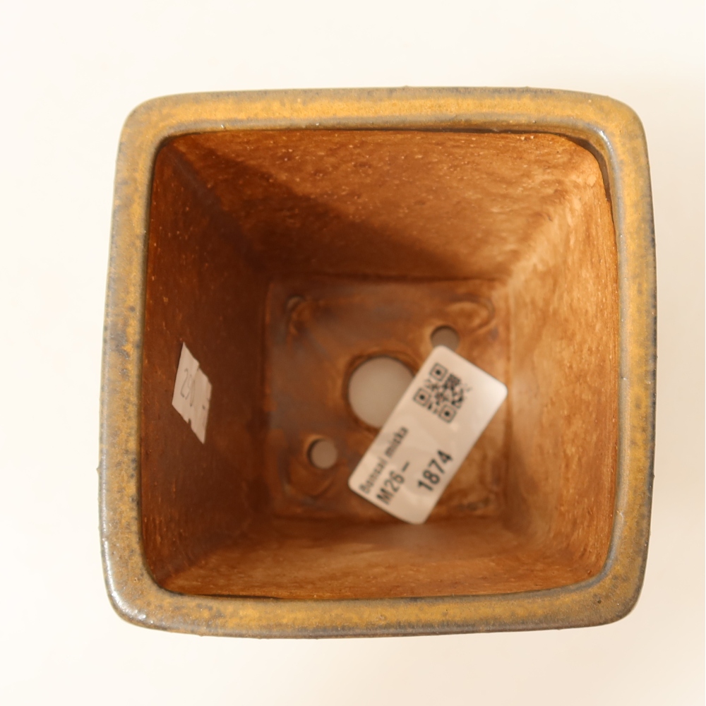 Keramische bonsaipot 8,5 x 8,5 x 10,5 cm, kleur bruin