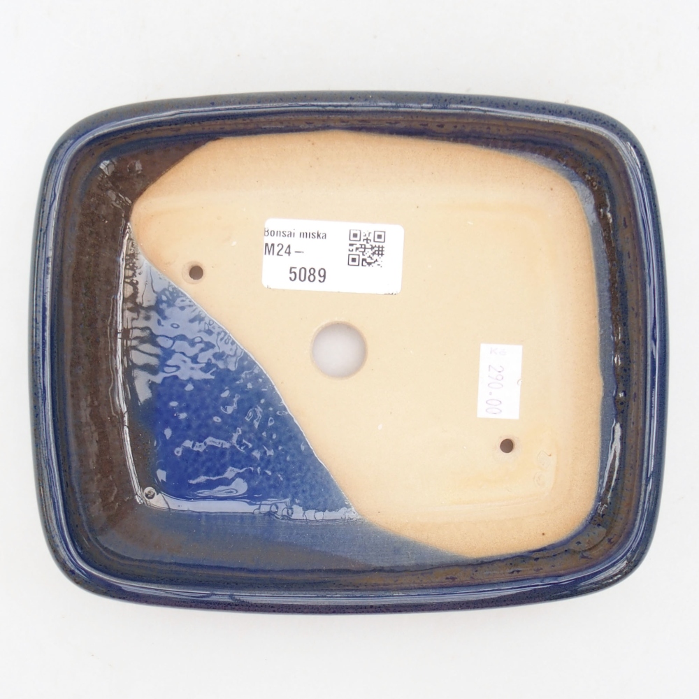 Bonsaischaal van keramiek 17 x 14 x 3,5 cm, kleur blauw