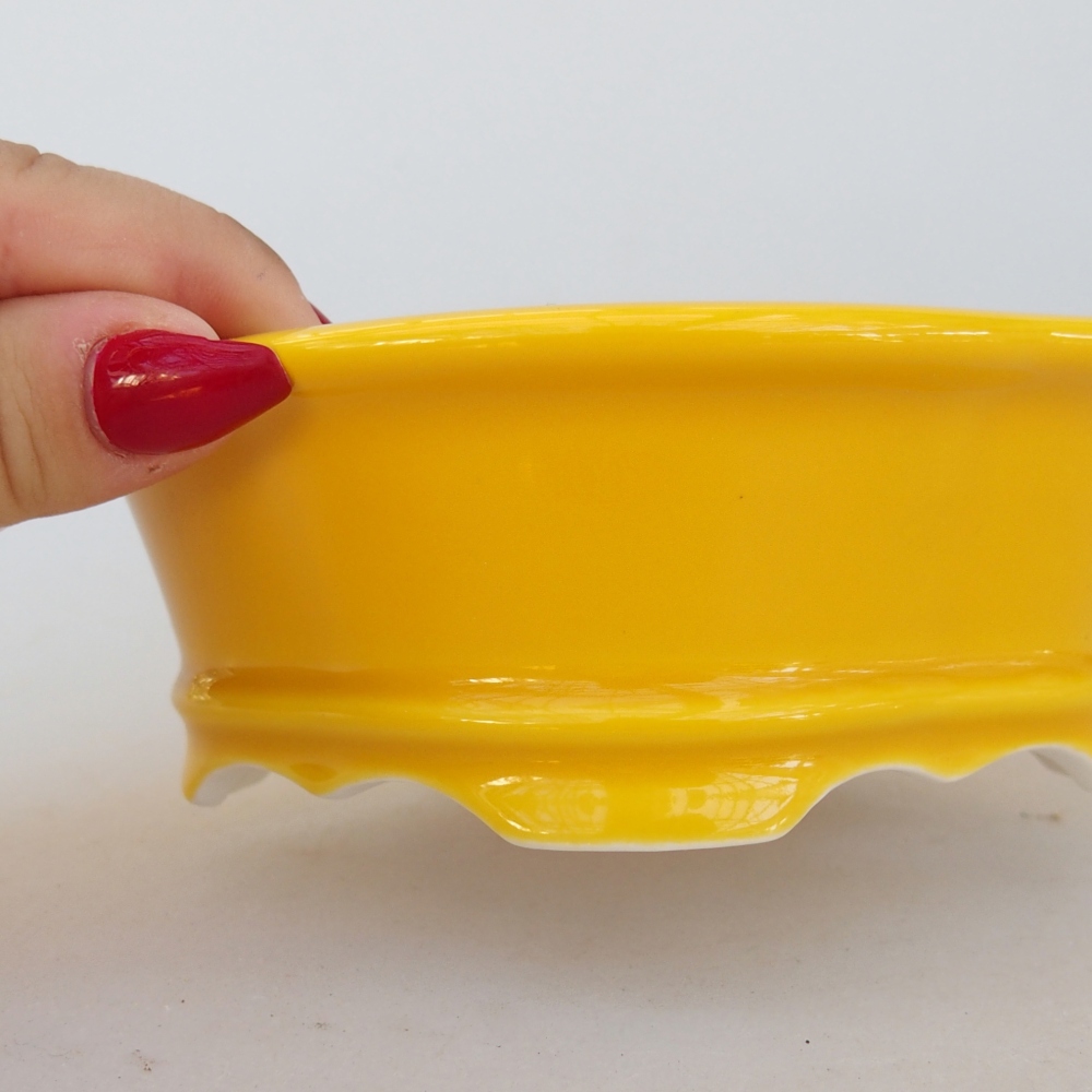 Bonsaischaal van keramiek 13 x 12 x 5 cm, geel