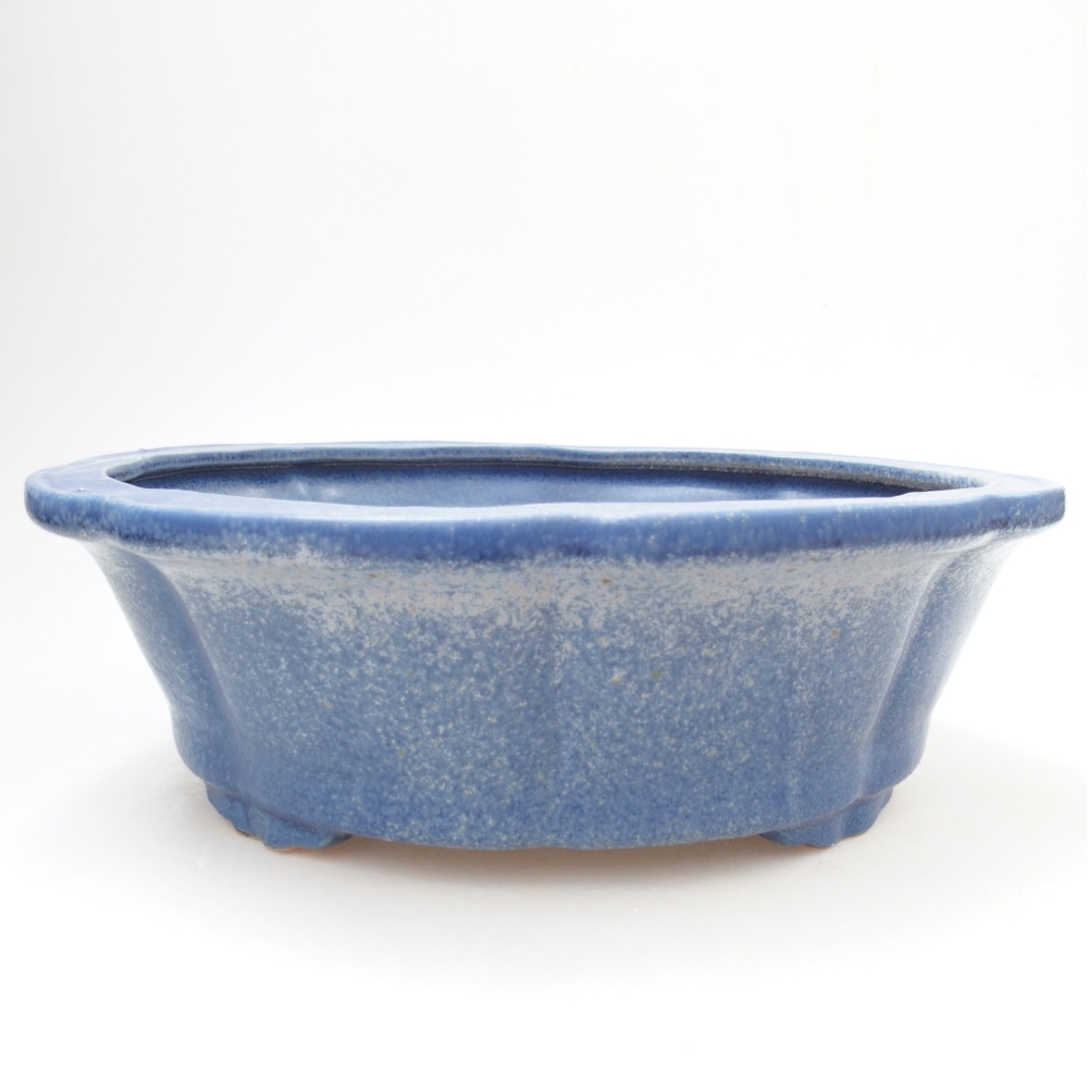 Bonsaischaal van keramiek 26,5 x 26,5 x 8 cm, kleur blauw