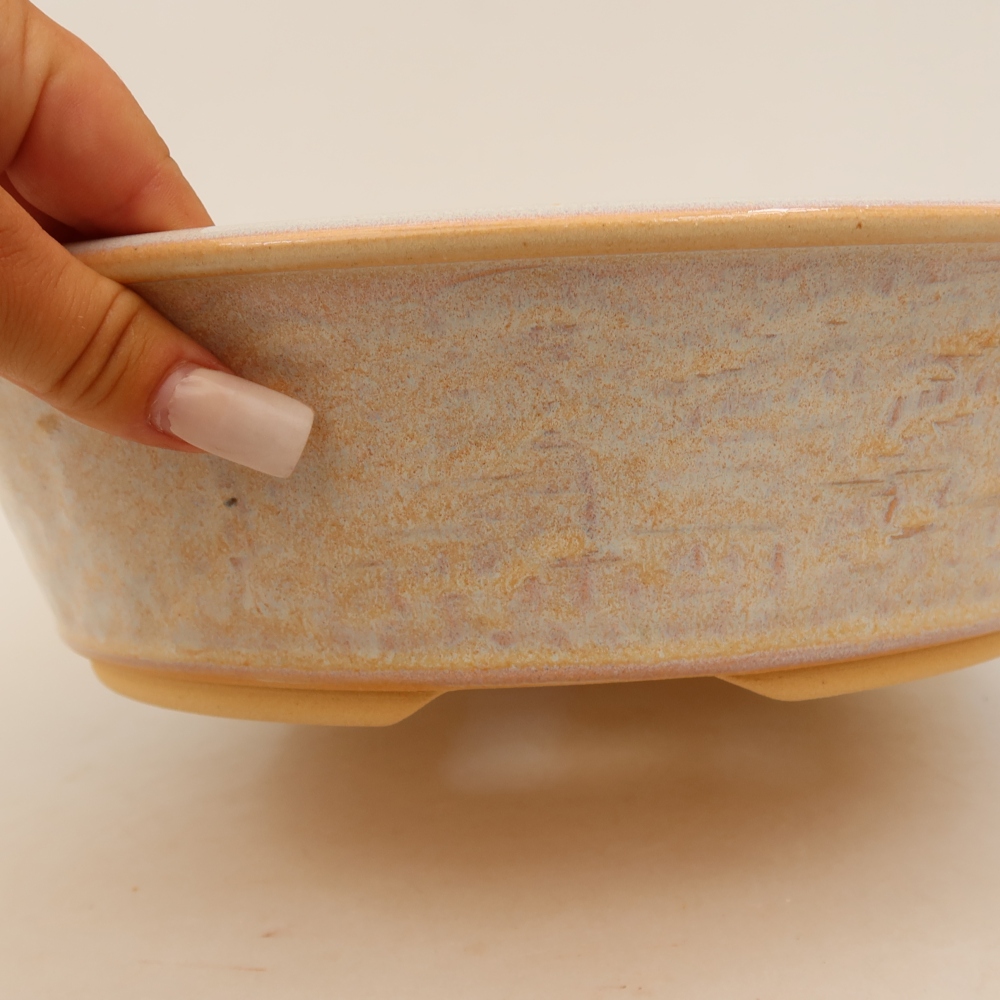 Keramische bonsaipot 29,5 x 29,5 x 8 cm, kleur beige