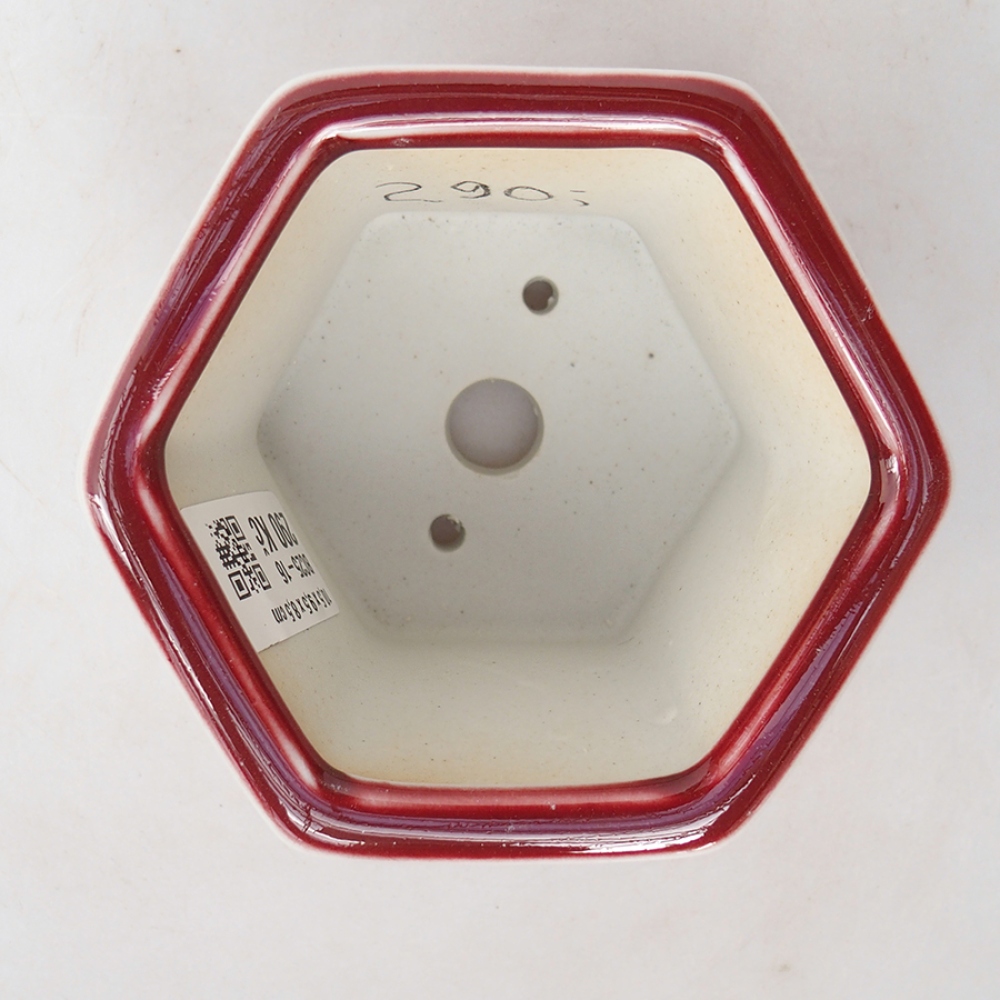 Bonsaischaal van keramiek 10,5 x 9,5 x 8,5 cm, kleur rood