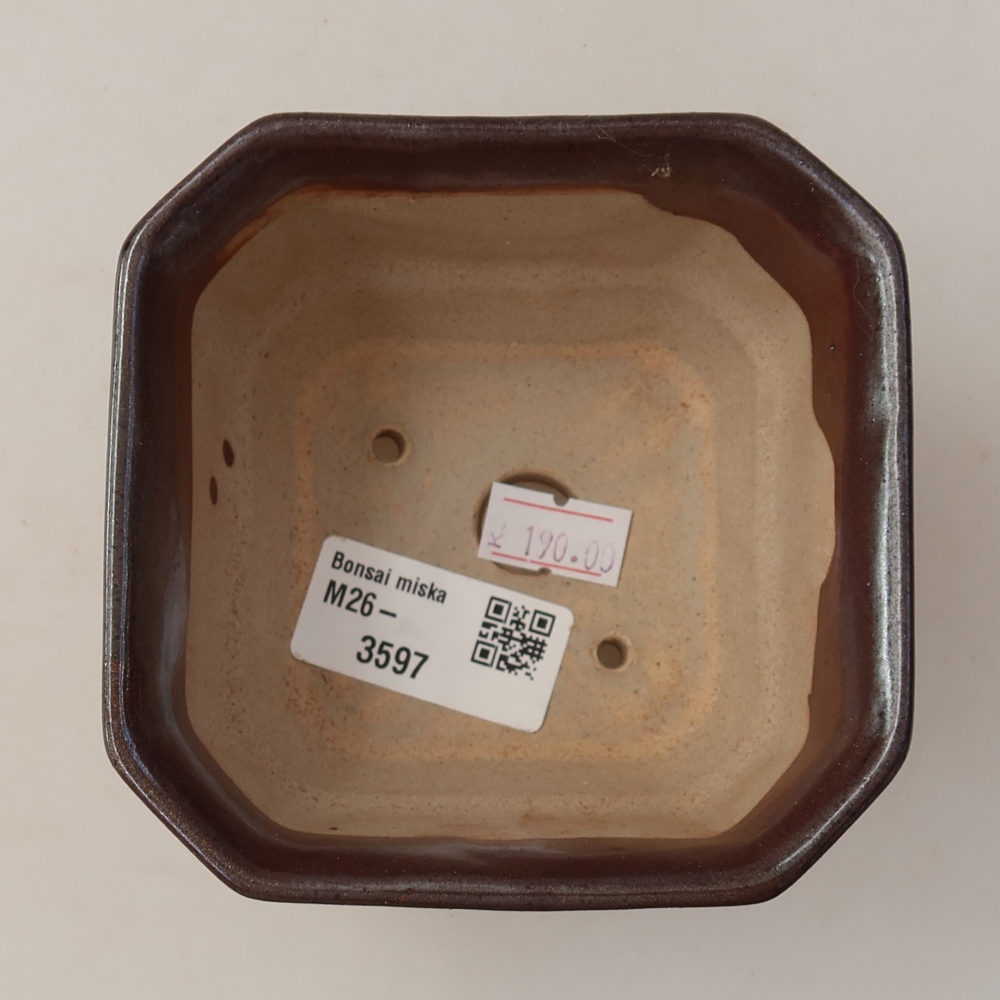 Keramische bonsaipot 10 x 10 x 6,5 cm, kleur bruin