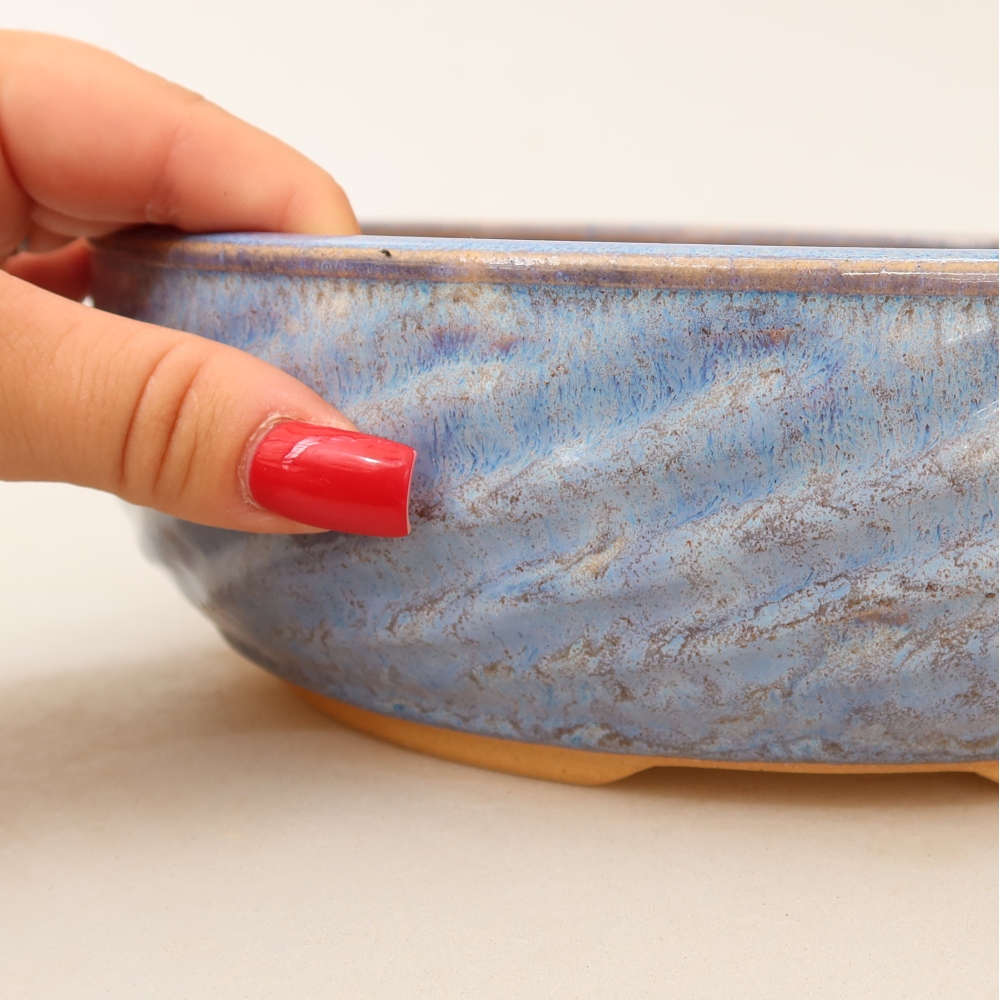 Keramische bonsaipot 22,5 x 22,5 x 7 cm, kleur: blauw
