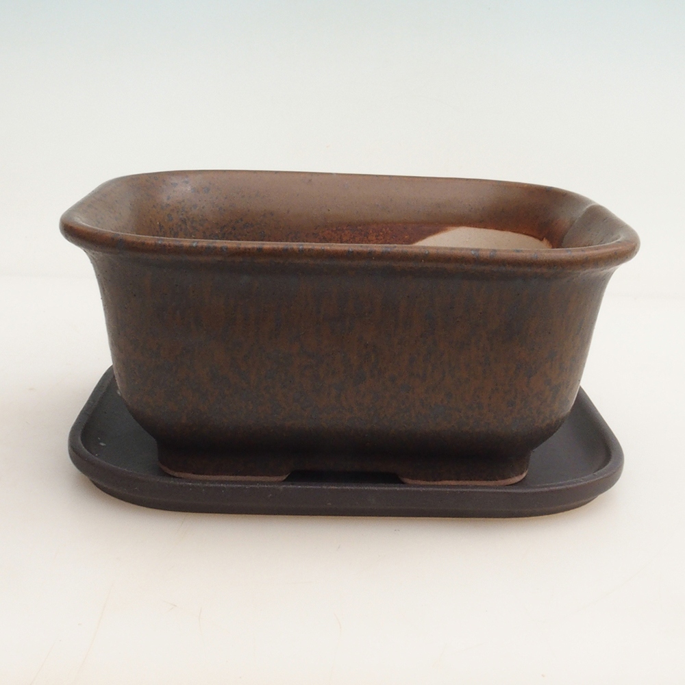 Bonsai kom + schotel H36 - 17 x 15 x 7,5 cm - bruin