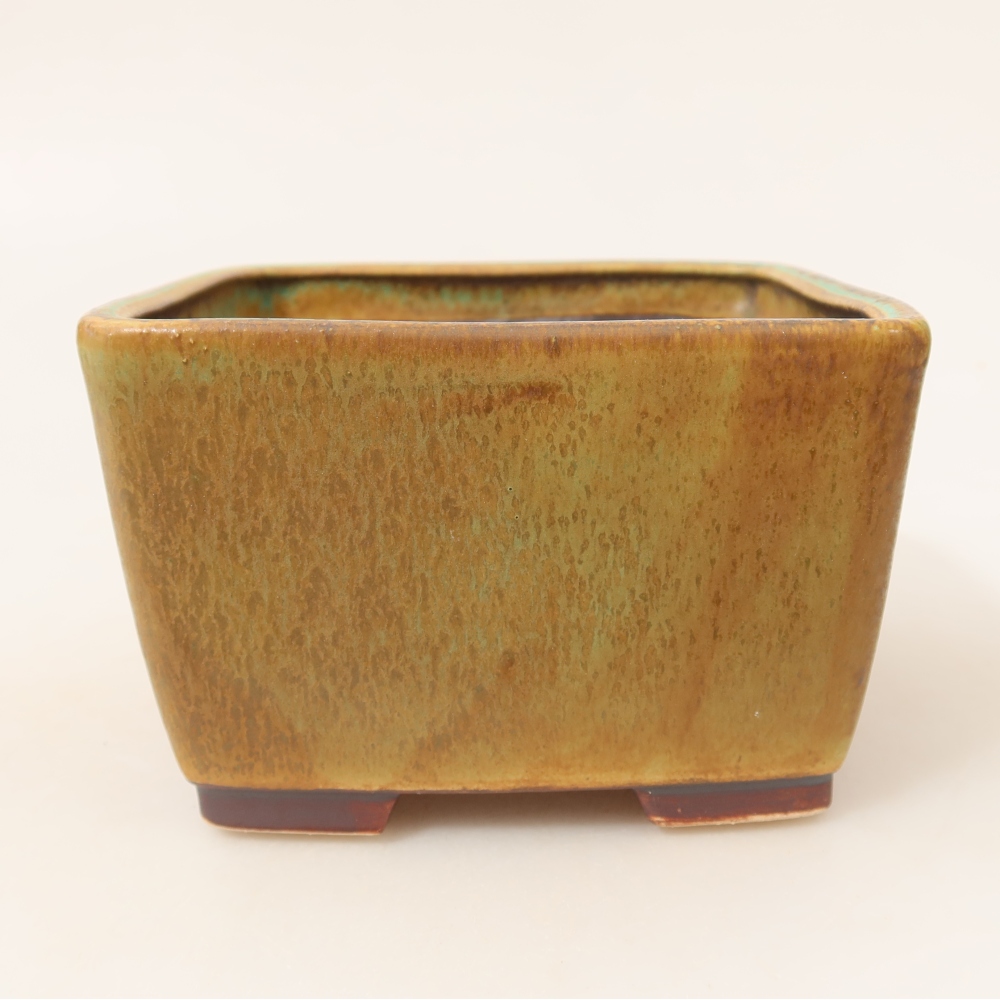 Bonsaischaal van keramiek 13 x 13 x 8 cm, groen