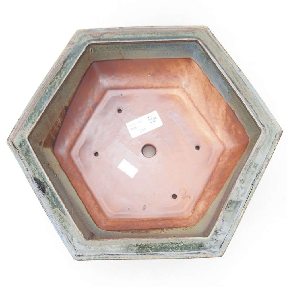 Bonsaischaal van keramiek 28 x 24,5 x 9 cm, groen