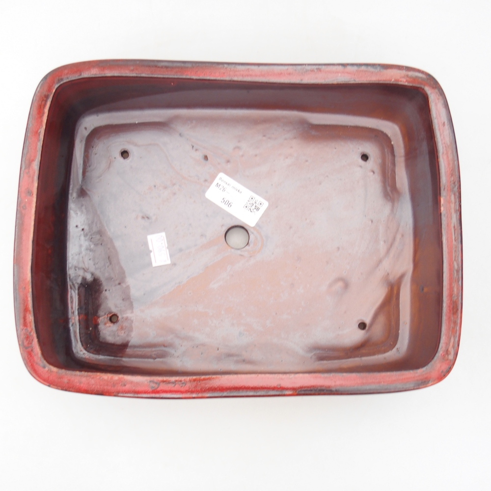 Bonsaischaal van keramiek 26,5 x 20 x 6,5 cm, kleur rood