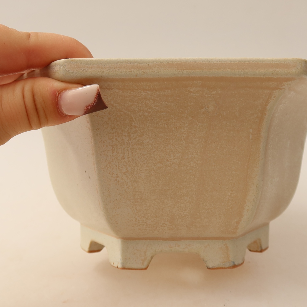 Keramische bonsaischaal 18,5 x 16,5 x 9 cm, kleur: beige