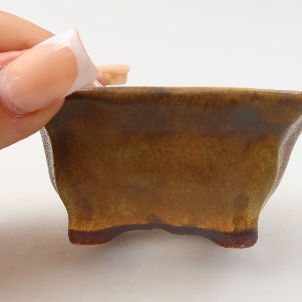 Bonsaischaal van keramiek 7,5 x 7 x 3,5 cm, groen