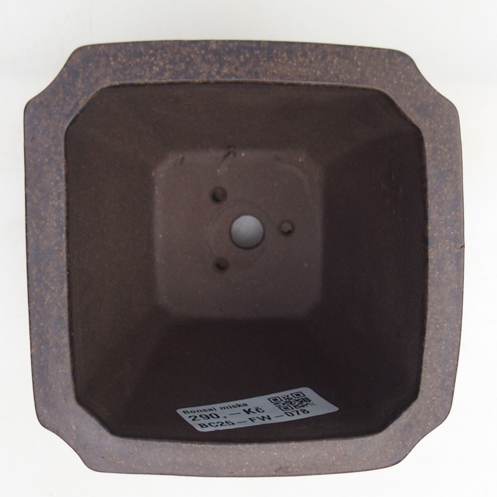 Bonsaischaal van keramiek 10 x 10 x 9,5 cm, kleur okerbruin