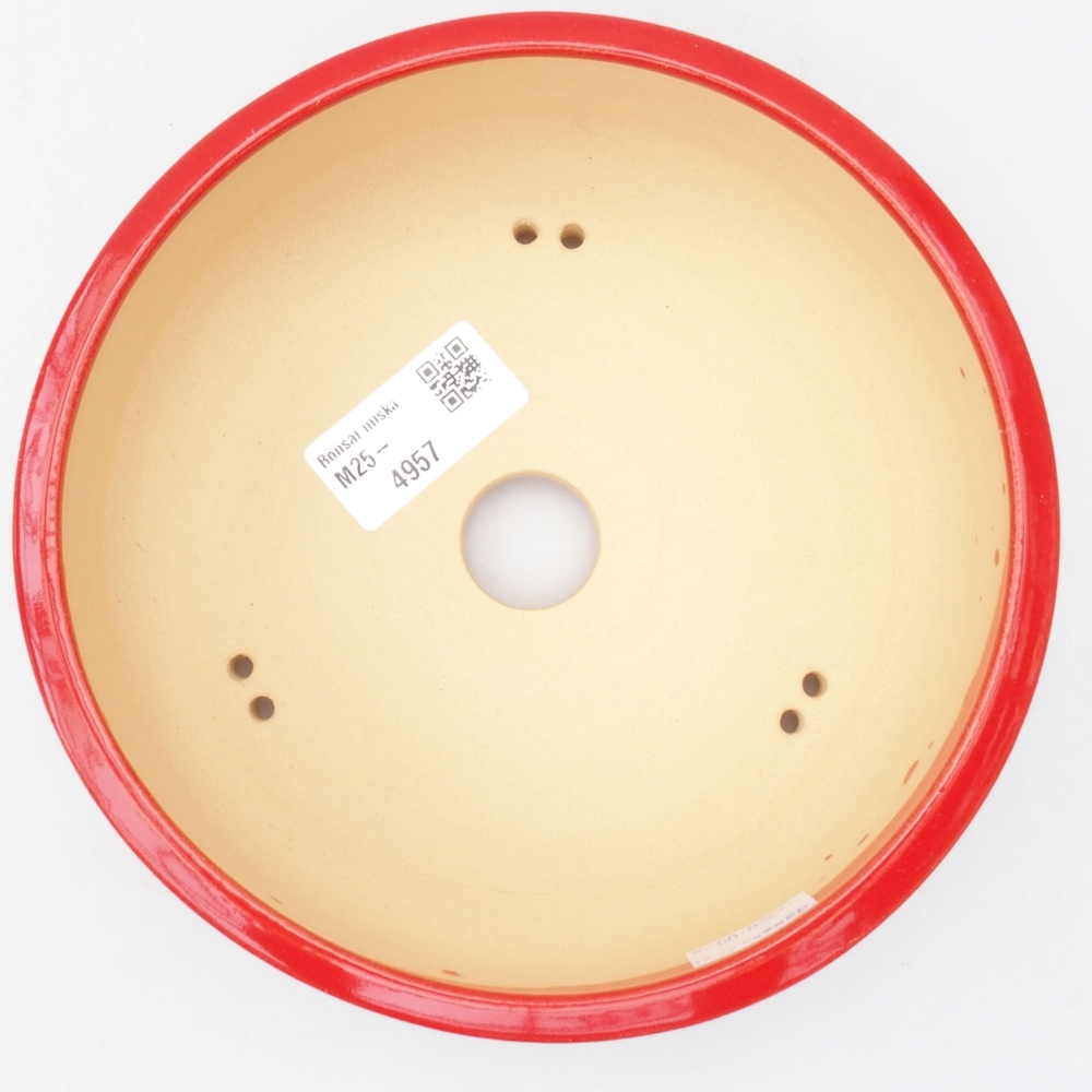 Bonsaischaal van keramiek 17 x 17 x 6 cm, kleur rood