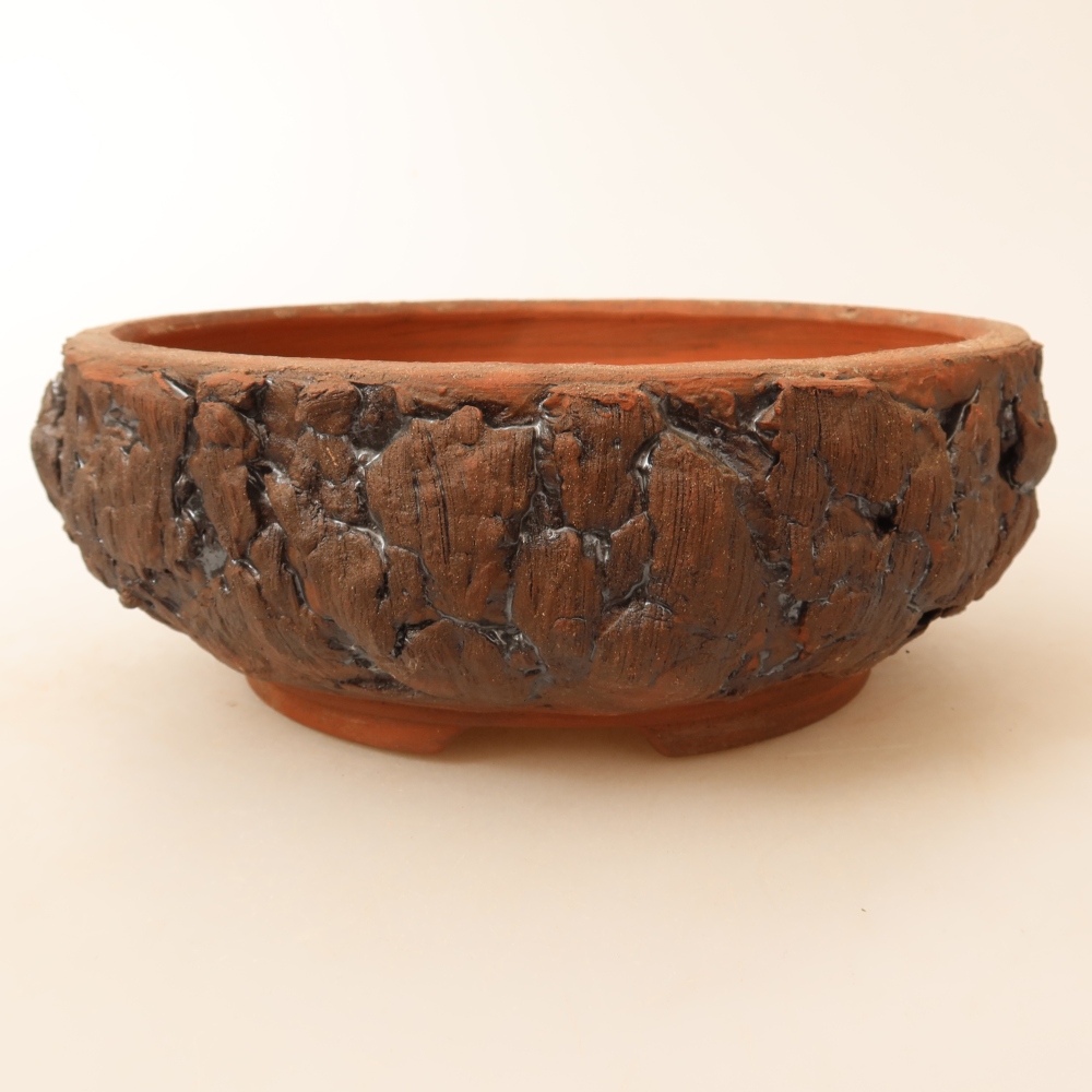 Keramische bonsaipot 17,5 x 17,5 x 6,5 cm, kleur bruin