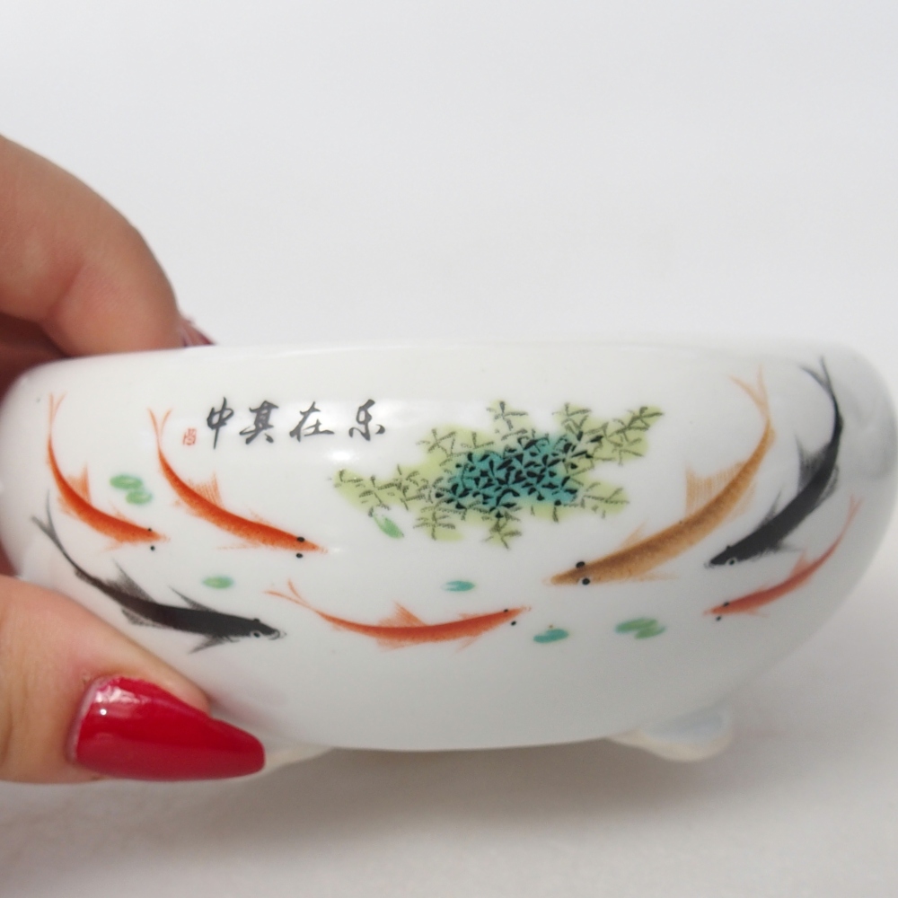 Bonsaischaal van keramiek 10 x 10 x 5 cm, kleur wit