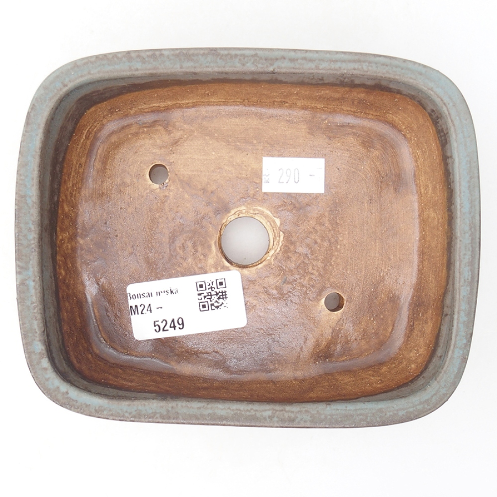 Bonsaischaal van keramiek 14,5 x 11,5 x 4 cm, kleur blauw