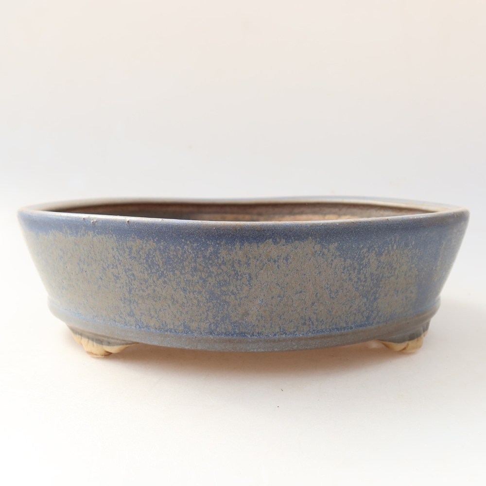 Keramische bonsaipot 21,5 x 21,5 x 6 cm, kleur: blauw